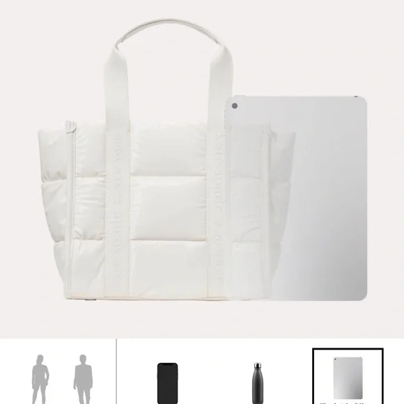 Kate Spade  KIP Cream Puffy Tote Small Brand New With Tags- Ships FREE - Picture 11 of 12